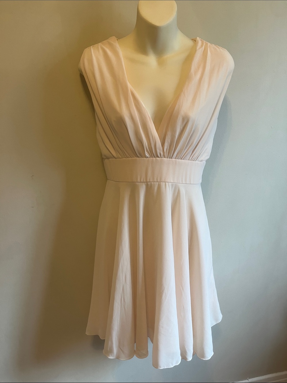 TFNC London Light Blush Sleeveless V-Neck Fit & Flare Dress